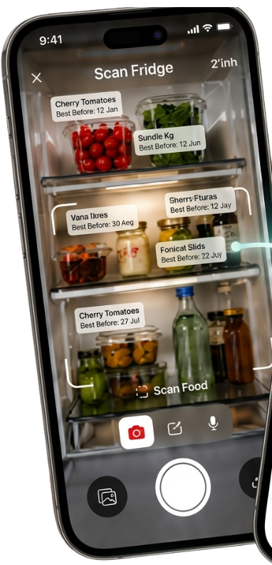 PhotoFridge scanning ingredients in a fridge